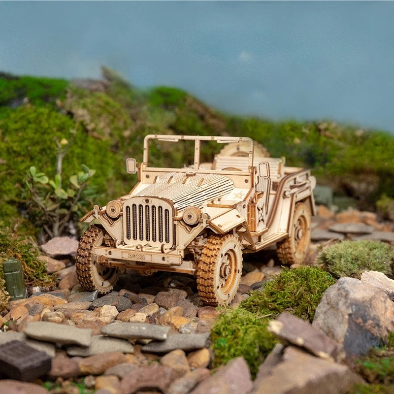 1940s Army Jeep 3D Wooden Puzzle Model Toy