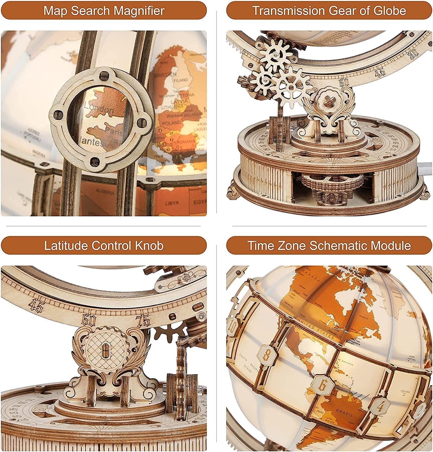 ROKR Luminous Globe 3D Wooden 180PCS Model