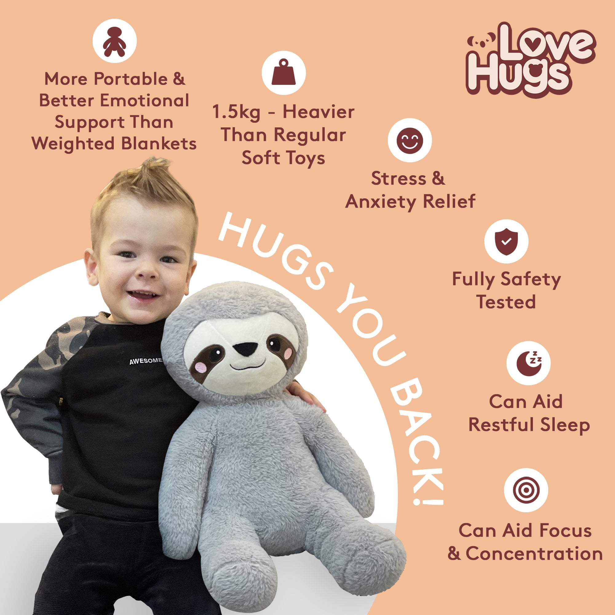Lovehugs Sloth Weighted Stuffed Animal for Anxiety
