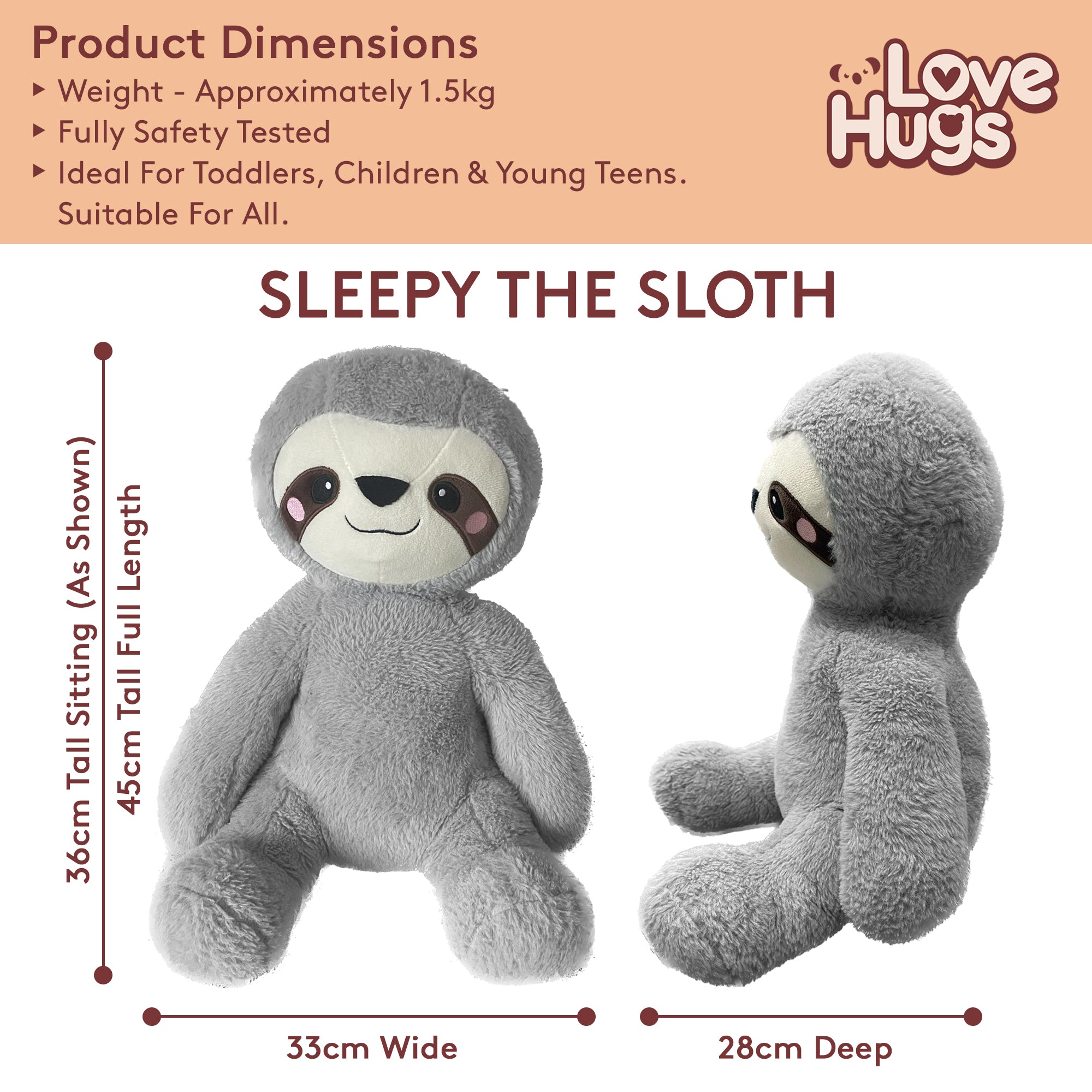 Lovehugs Sloth Weighted Stuffed Animal for Anxiety