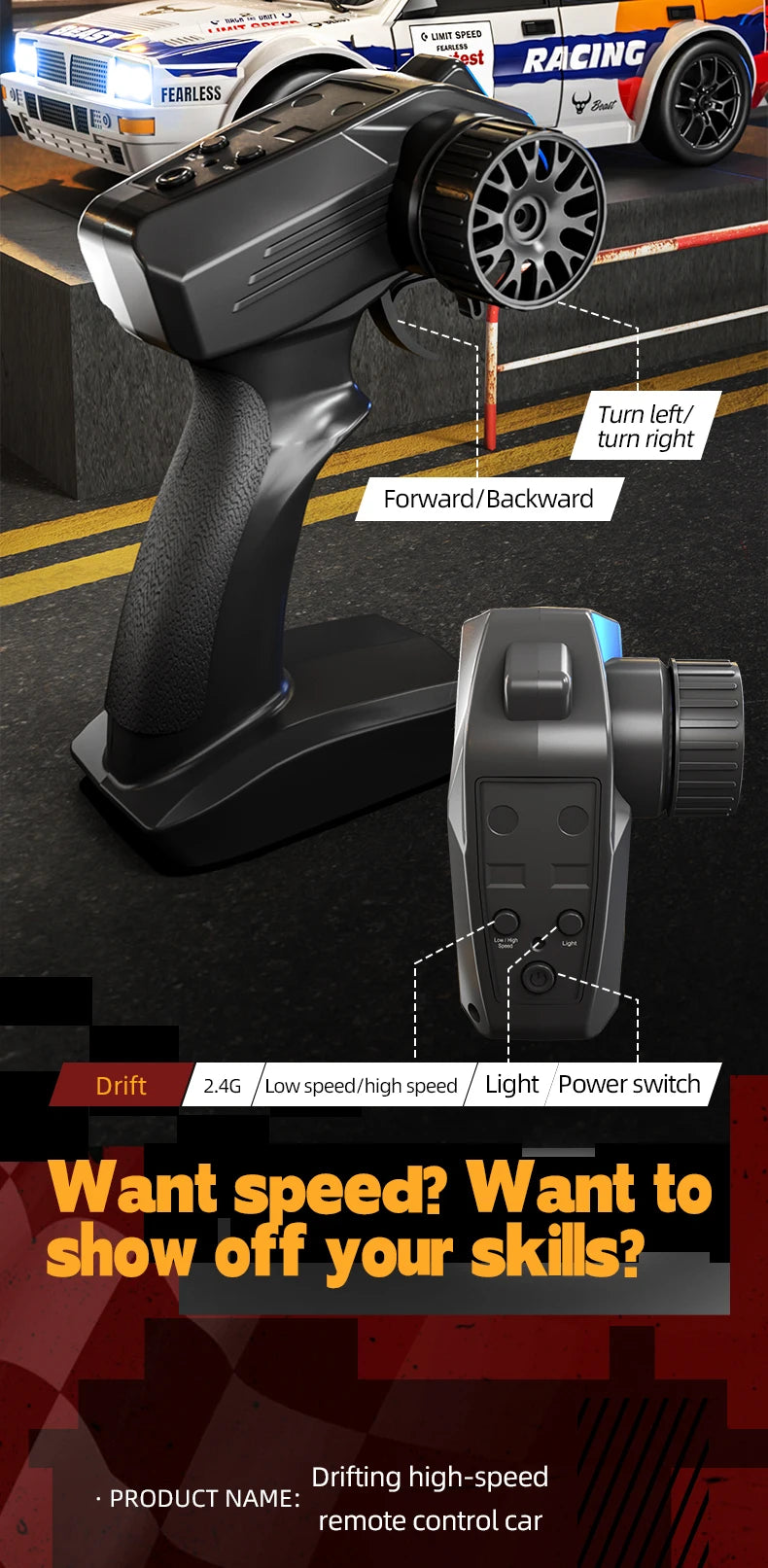 SG204 Pro 1:24 Scale 4WD High-Speed Drift Racer