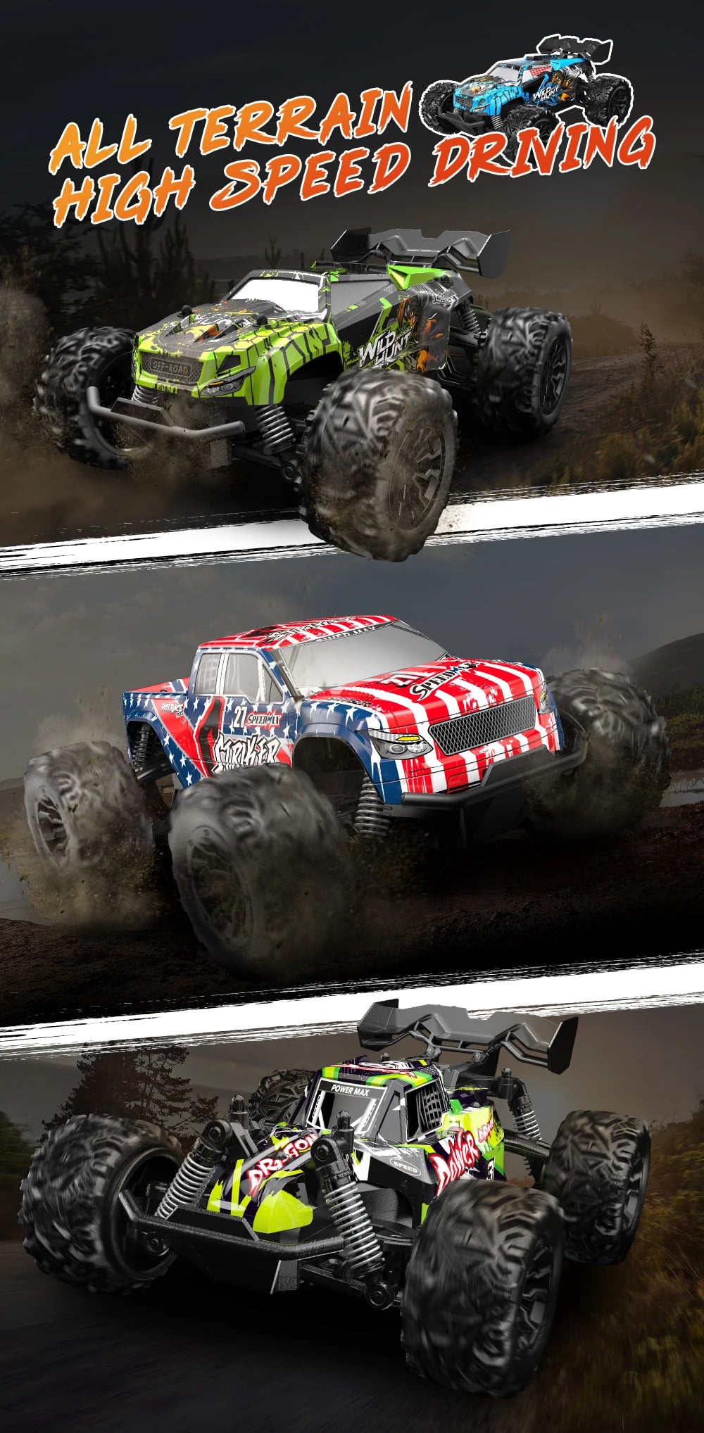1:20 High-Speed Off-Road RC Monster Truck