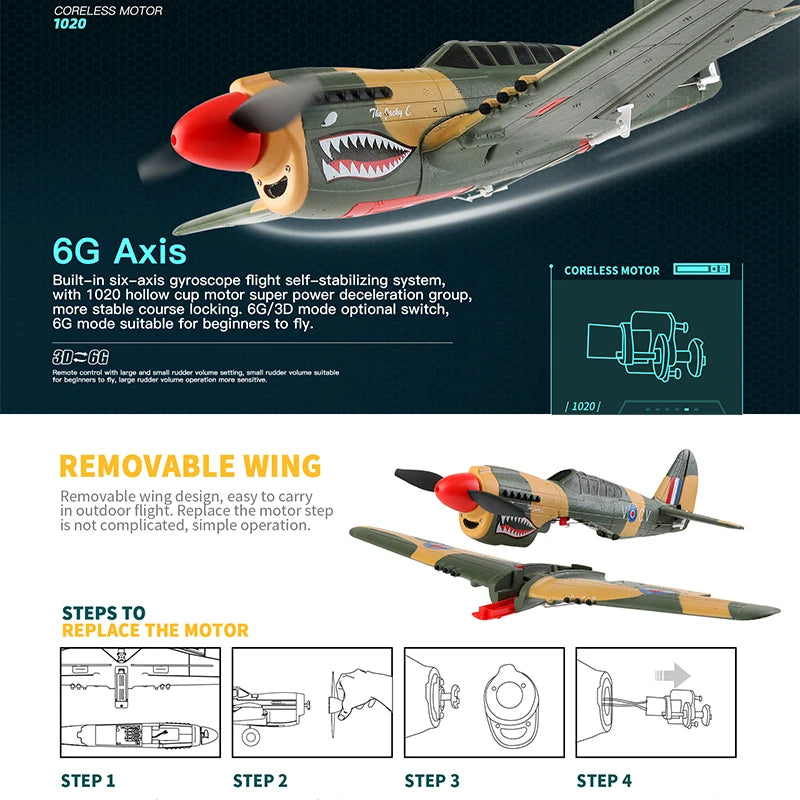 WLtoys | A220 P40 4ch 6G/3D RC Stunt Plane